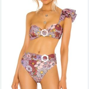 Beach Riot Marsala floral bikini